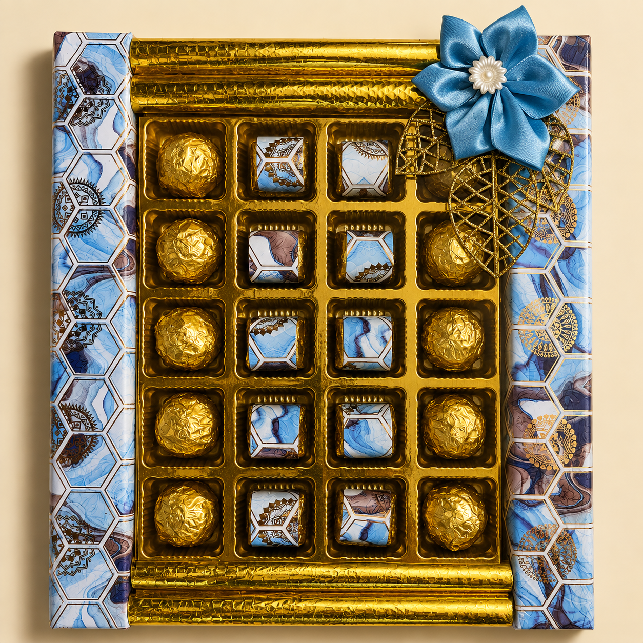 ChatGPT Image Aug 8, 2026, 12_40_43 PM The Royal Scroll: Ornate Blue & Gold Platter - Image 1